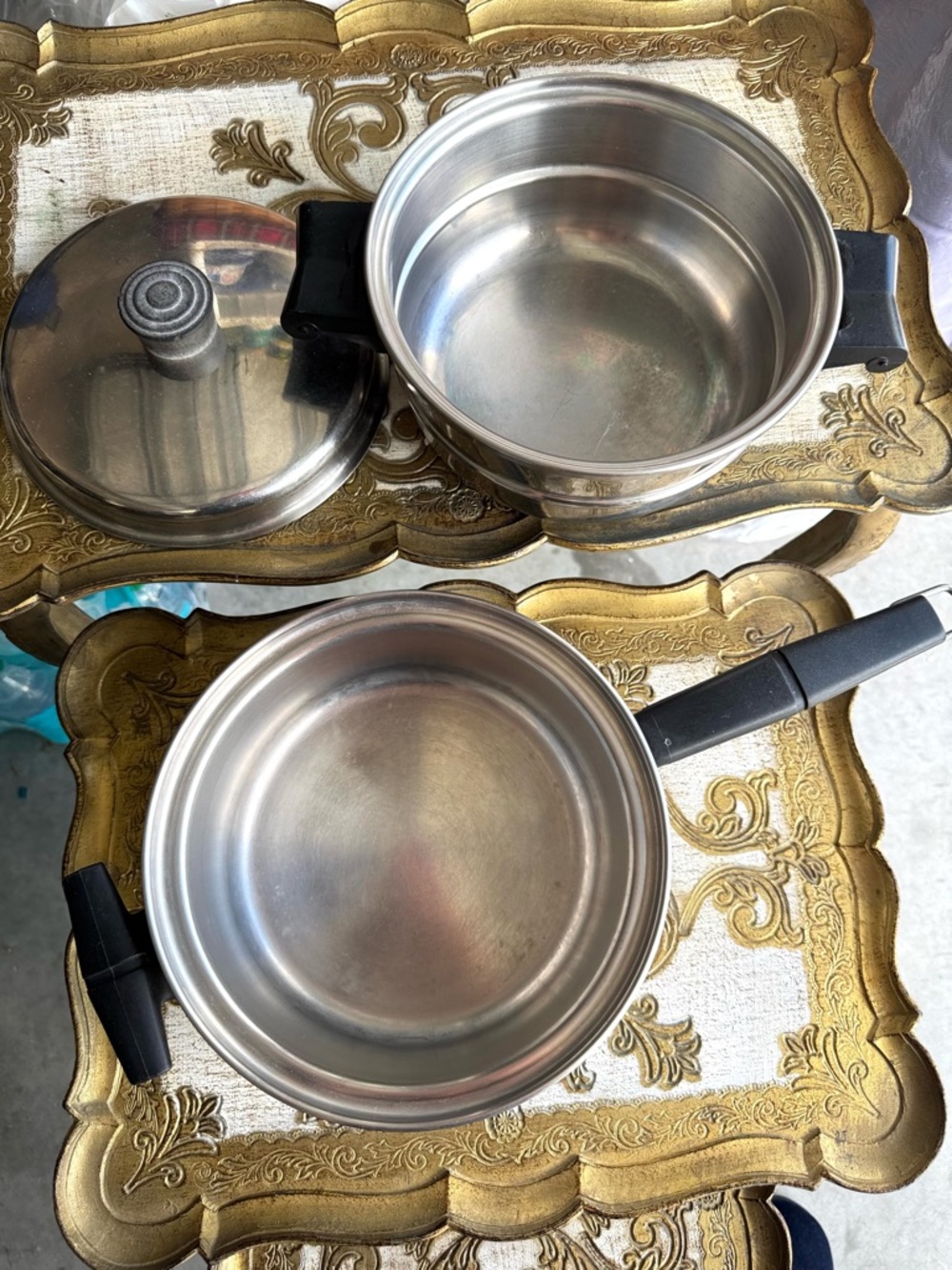 Vintage Vollrath Vacumatic Pot w/Vented Lid and Double Boiler 304 S Multi Ply SS